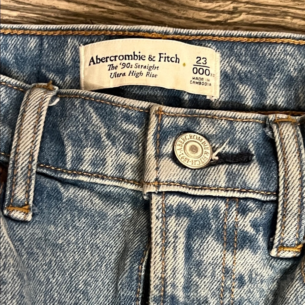 Abercrombie & Fitch Light Blue Straight Leg Jeans - Picture 3 of 5